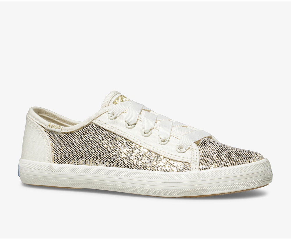 Keds Kids Sneakers White - Kickstart Metallic Sparkle - 947FBMVDO